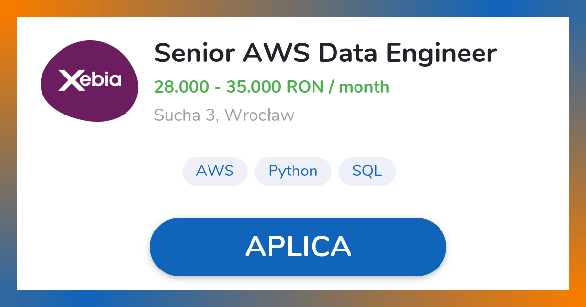 Remote Senior AWS Data Engineer | Xebia